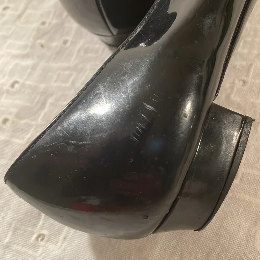 Yves Saint Laurent Black Flat Peep Toe Bow Flat Shoes - Picture 13 of 13